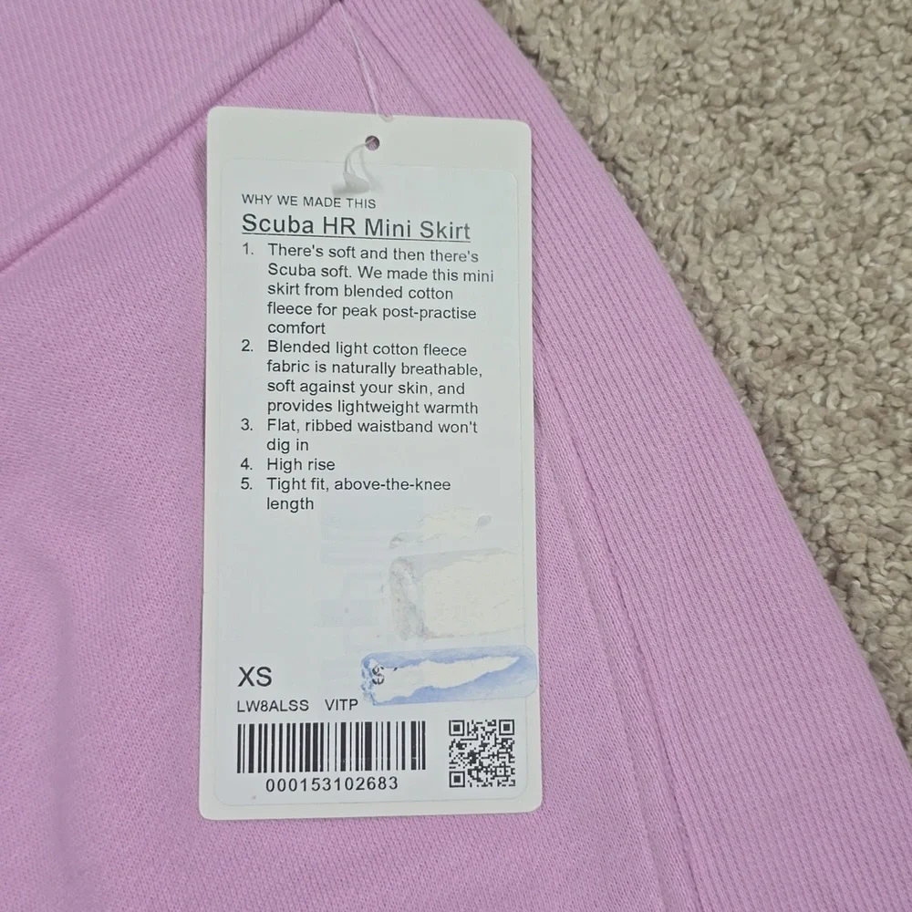 NWT Lululemon Scuba High Rise Fleece Mini Skirt Vitapink XS - Picture 5 of 5
